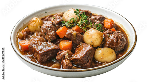 Boeuf Bourguignon isolated in White background ,Transparent Background ,Food image 