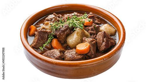 Boeuf Bourguignon isolated in White background ,Transparent Background ,Food image 