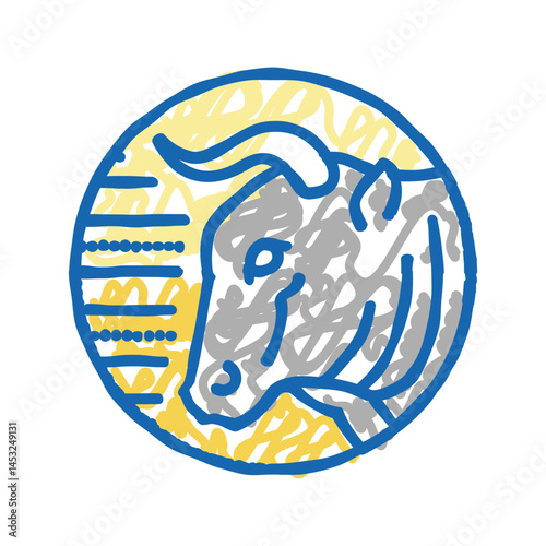 bull zodiac icon doodle illustration