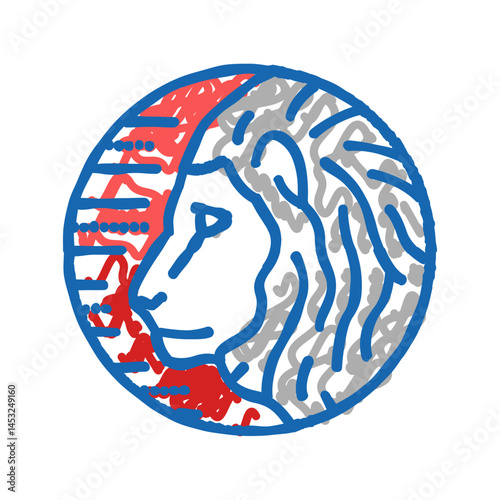 lion zodiac icon doodle illustration
