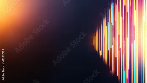 Vibrant Abstract and Colorful Triangular Pattern of Vertical Lines on Dark Background Creating Futuristic and Dynamic Visual Effect