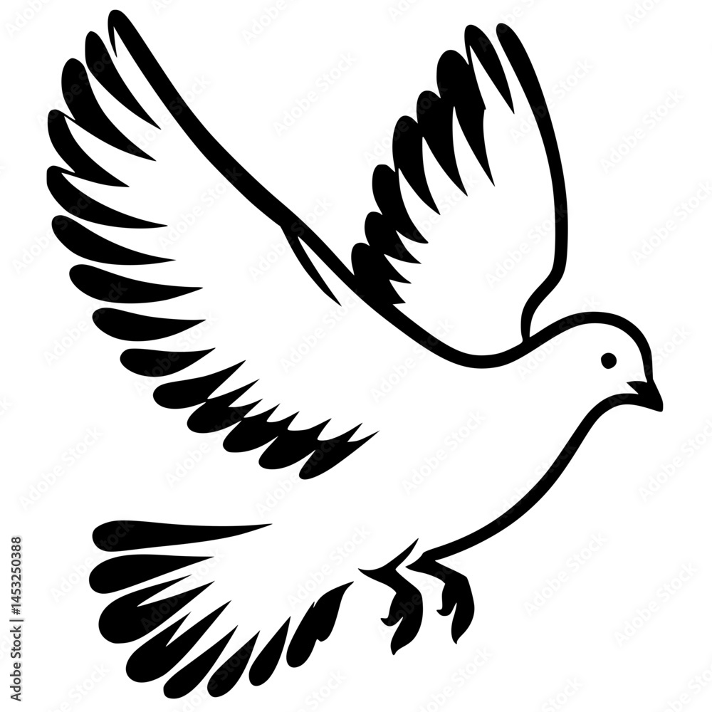 Obraz premium Silhouette of a flying dove