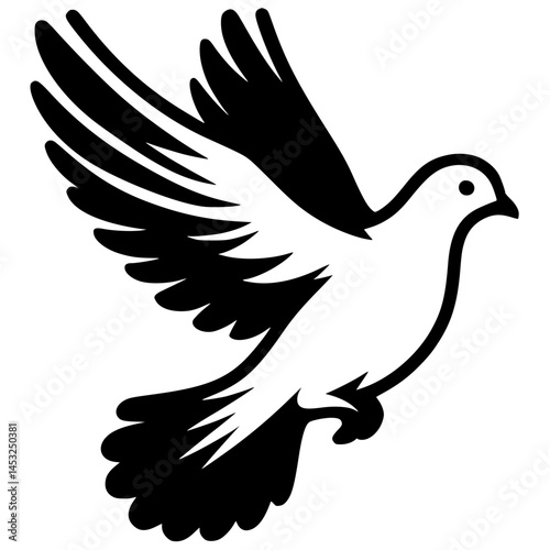 Silhouette of a flying dove