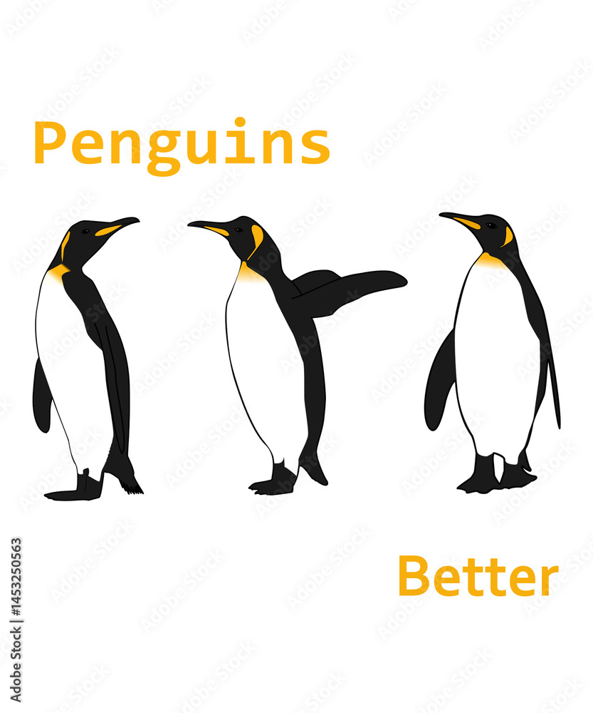 Obraz premium Cute Cartoon Penguin Vector Set