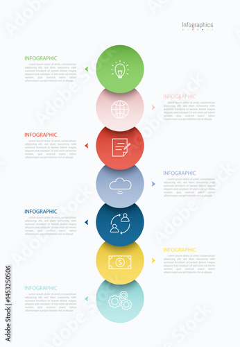 Infographic 7 options design elements for your business data. Vector Illustration.