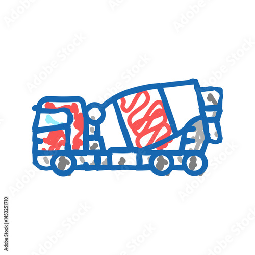 concrete mixer construction car vehicle icon doodle illustration