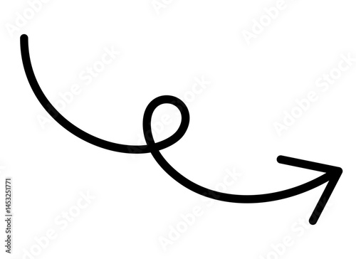 手書きのくるりん矢印 右下向き