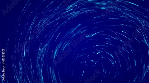 3d animation of a vibrant multicolored lights and particles leaving visible trails. Glowing neon lines. Information transition, big data streaming and flowing inside of optical fiber