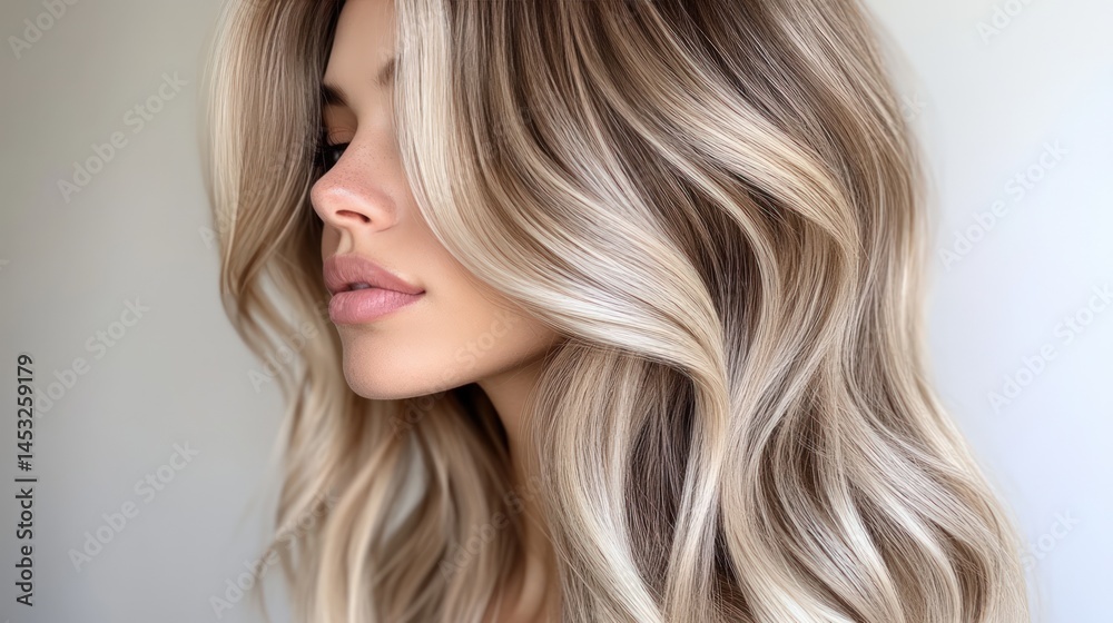 Beautiful woman with highlighted, wavy hair Beautiful woman with highlighted, wavy hair