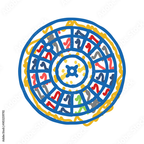 roulette slot game icon doodle illustration