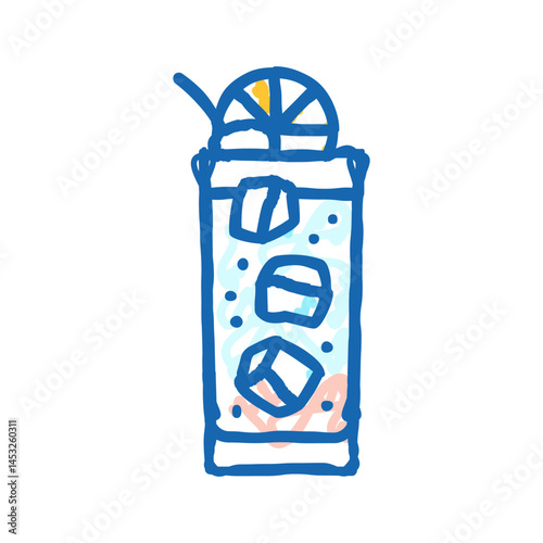 tom collins cocktail glass drink icon doodle illustration