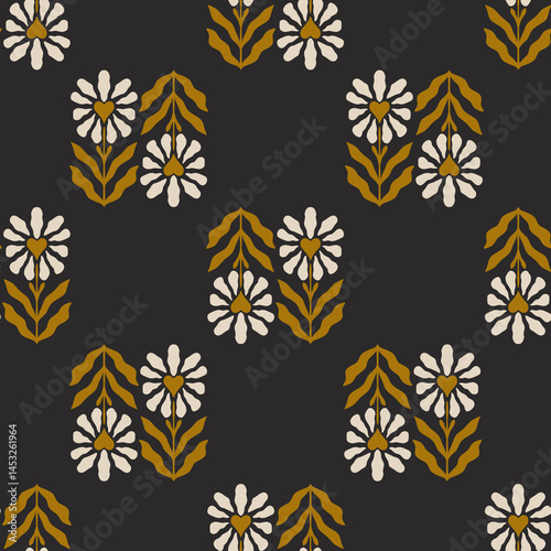 Hand drawn floral ethnic seamless pattern design, seamless abstract floral pattern