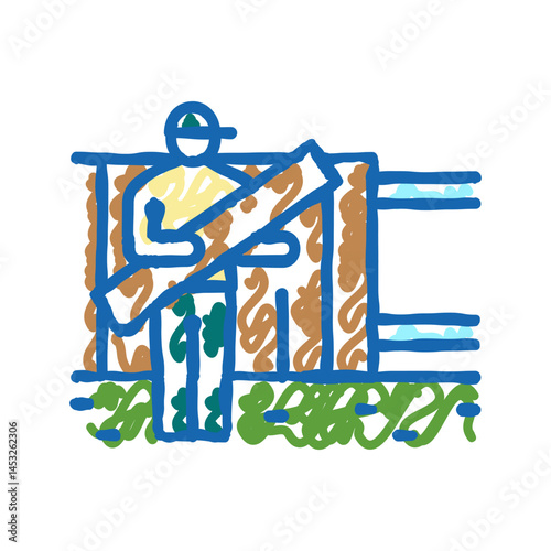 fence installation icon doodle illustration