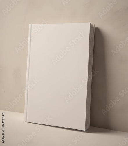 Blank book cover mockup on textured paper background  ,  graphic,  blank