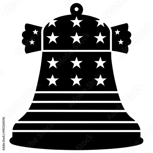 4th of July Liberty Bell silhouette clipart—great for use in printable projects or social media graphics.