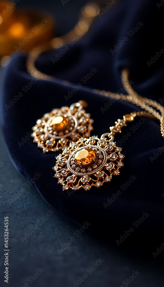 close up of two necklaces on a cloth close up of two necklaces on a cloth