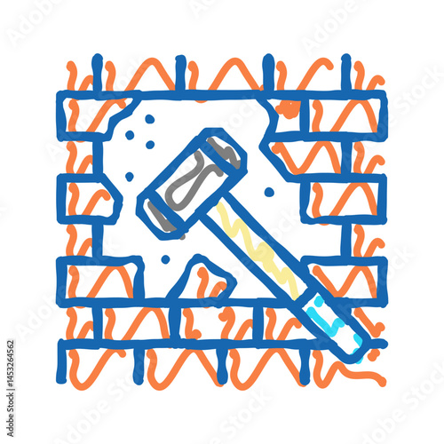 dismantling wall icon doodle illustration