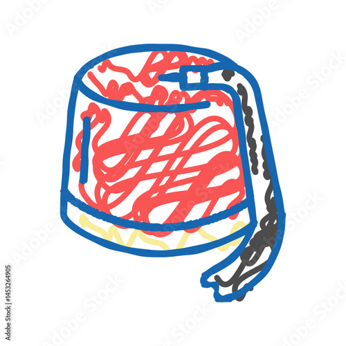 fez hat cap icon doodle illustration