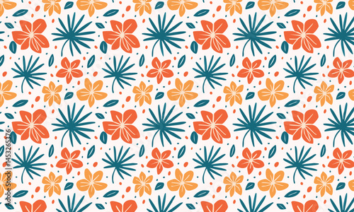 Stylized Colorful Flat Illustration Floral Seamless Pattern