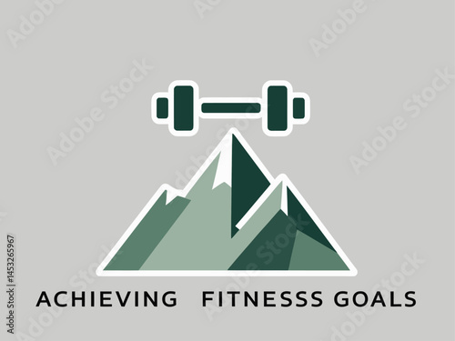 Dumbbell over Mountain Silhouette Icon