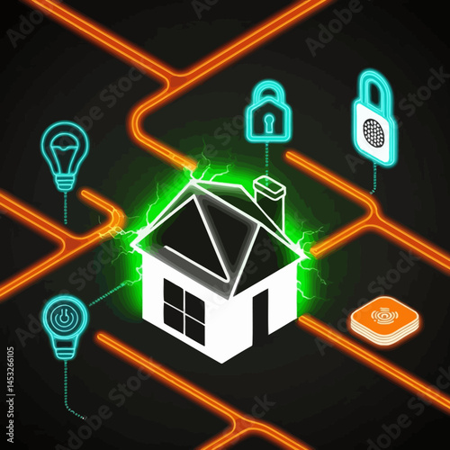 Smart Home Security System Illustration