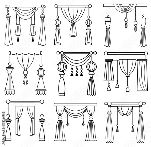 Drapery accessories Vector  Illustration