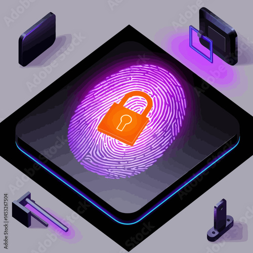 Fingerprint Authentication with Orange Padlock Security