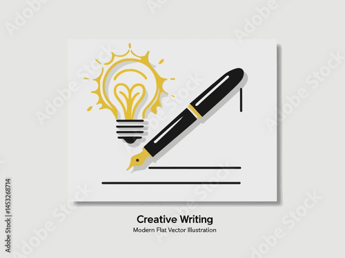 Lightbulb Pen Illustration on White