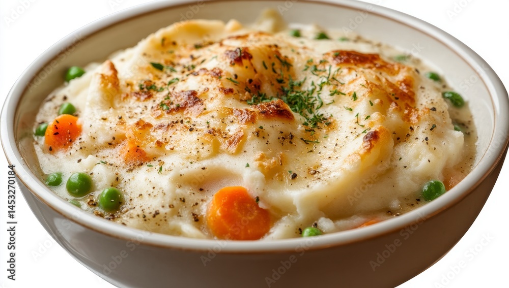 Creamy Mashed Potato and Vegetable Stew in a Bowl Creamy Mashed Potato and Vegetable Stew in a Bowl