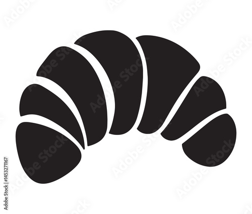 Silhouette croissant on a white background. Minimalist croissant icon for bakery branding.