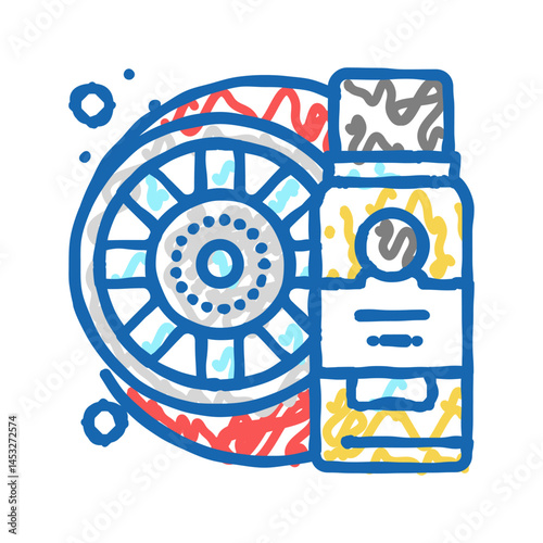 chrome cleaner detergent icon doodle illustration
