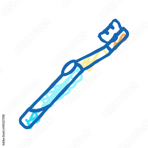 toothbrush dental care icon doodle illustration