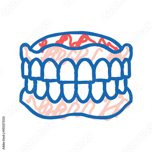 denture dental care icon doodle illustration