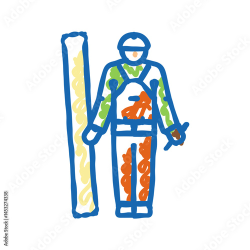 carpenter wood timber icon doodle illustration