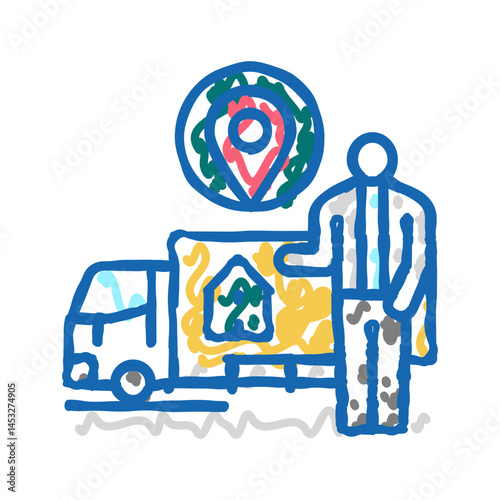 relocation services interior design icon doodle illustration