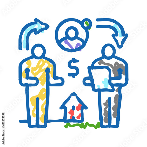 escrow account property estate home icon doodle illustration