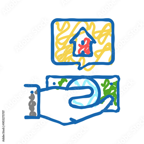 payment rental property estate home icon doodle illustration
