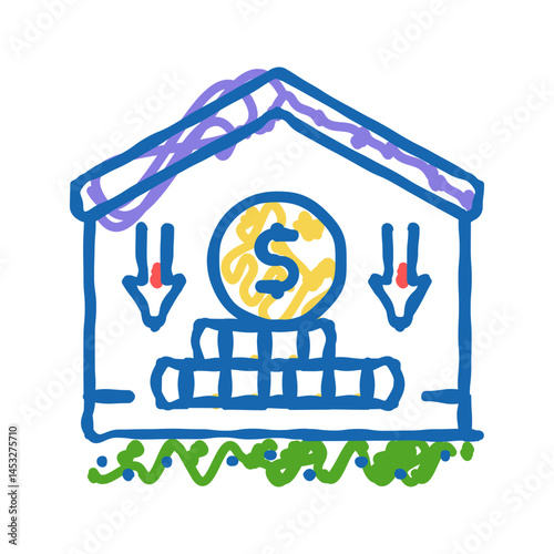 affordable property estate home icon doodle illustration