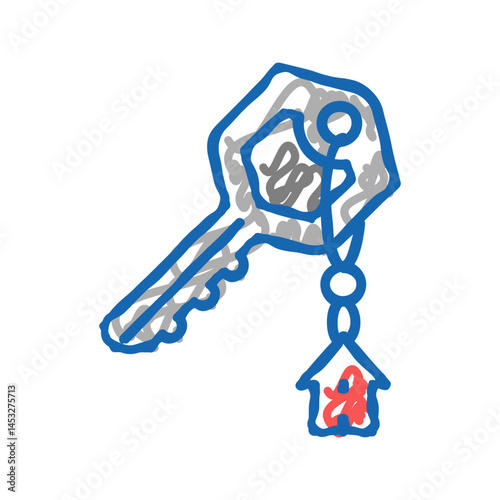 key property estate home icon doodle illustration