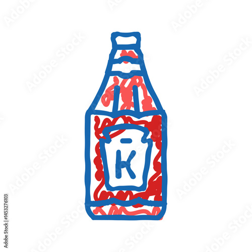 ketchup bottle sauce food icon doodle illustration