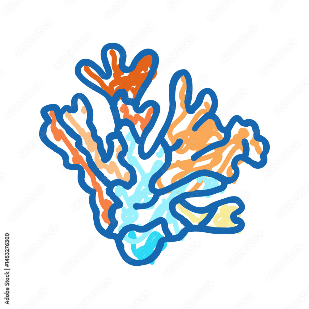 Fototapeta premium coral sea beach summer icon doodle illustration