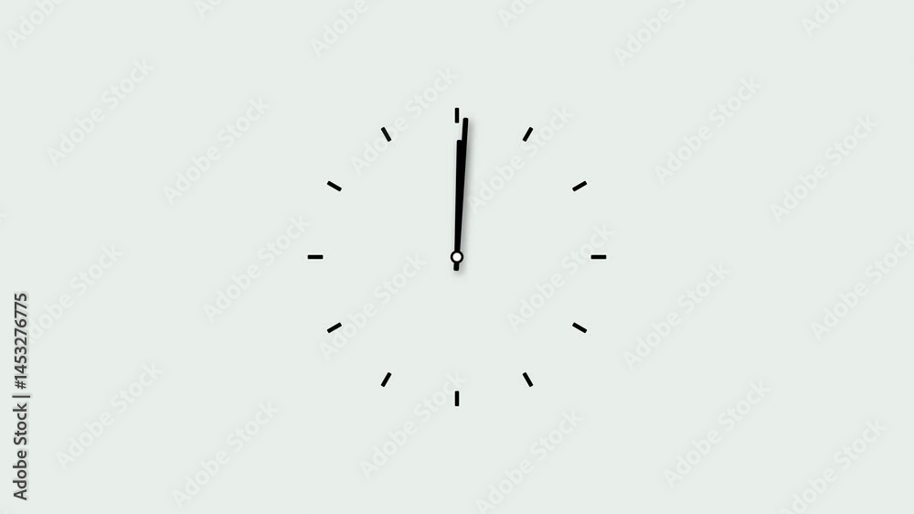 Simple clock icon spinning animation. Cartoon wall clock. white color clock icon animation on black background. analog clock timer circle animated.