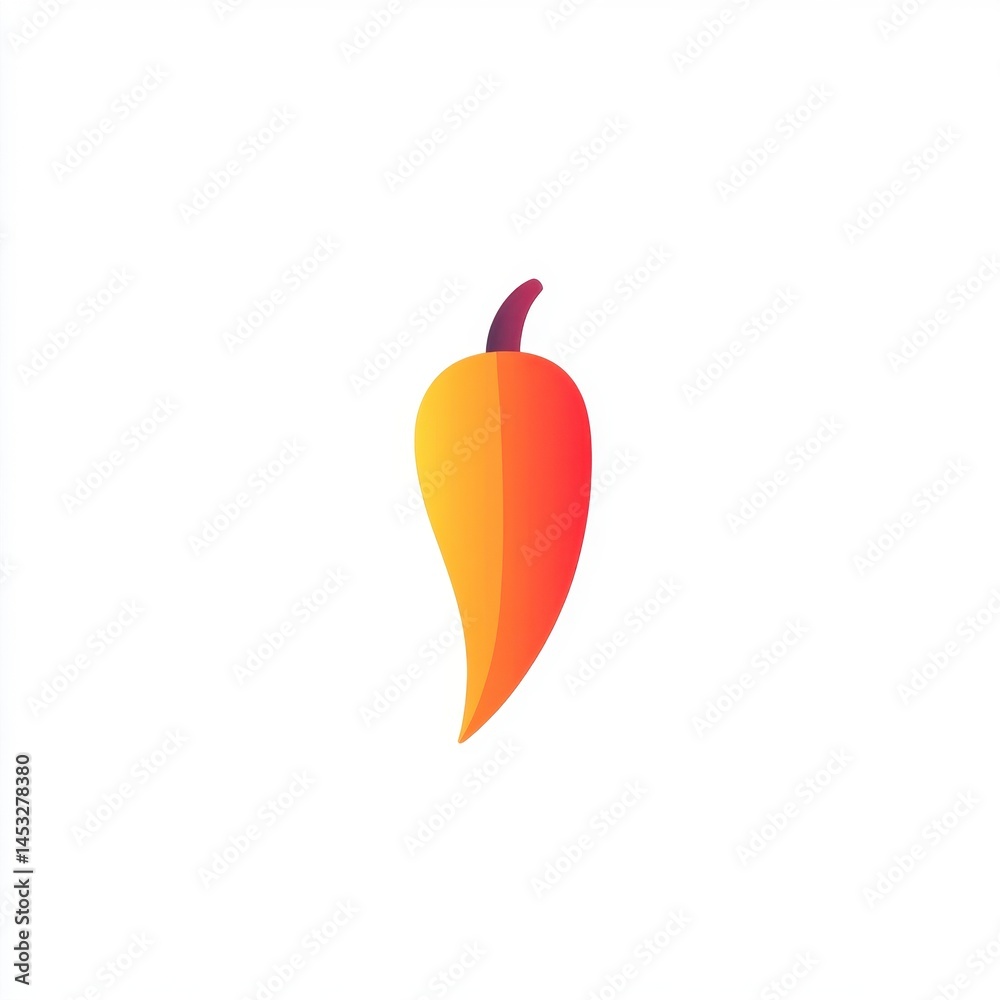Orange And Red Chili Pepper Illustration On White Background Orange And Red Chili Pepper Illustration On White Background