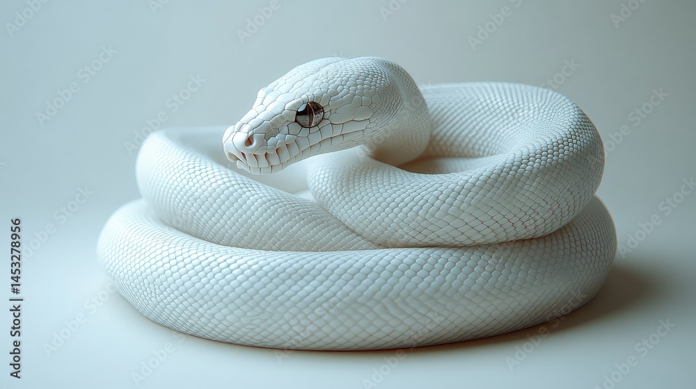 Fototapeta premium Albino Python coiled with studio shot.