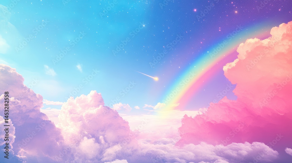 Pastel Skies with Rainbow and Shooting Star Pastel Skies with Rainbow and Shooting Star