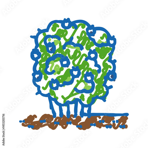 green blackberry bush icon doodle illustration