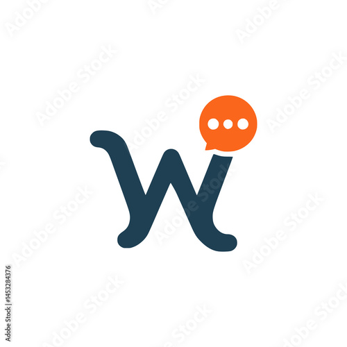 letter W chat message app logo vector illustration template design