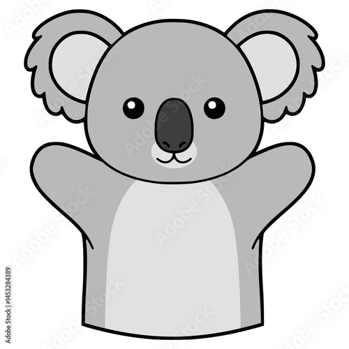 koala hand puppet fun kid happy flat color vector illustration template design