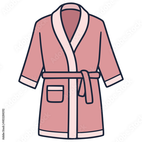 pink bathrobe fashion flat color vector illustration template design