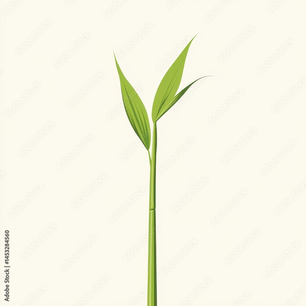 Obraz premium Vibrant Green Sprout with Two Leaves Against White Background